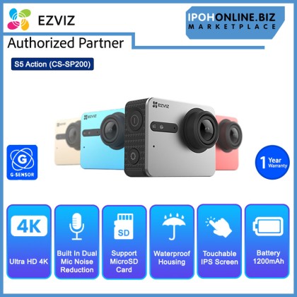 EZVIZ S5 Action + Sport 16MP 4K Pro Waterproof Camera With Wi-Fi Bluetooth CS-SP200 EZVIZ S5 Action + Sport 16MP 4K Pro Waterproof Camera With Wi-Fi Bluetooth CS-SP200