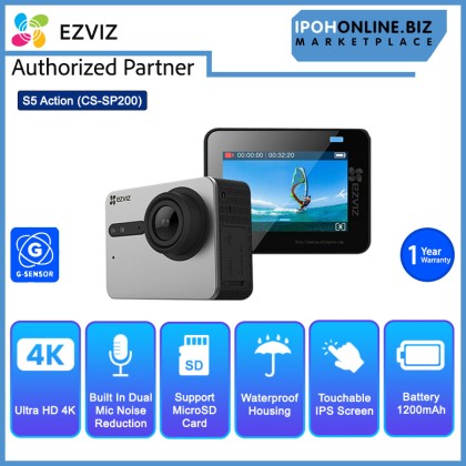 EZVIZ S5 Action + Sport 16MP 4K Pro Waterproof Camera With Wi-Fi Bluetooth CS-SP200 EZVIZ S5 Action + Sport 16MP 4K Pro Waterproof Camera With Wi-Fi Bluetooth CS-SP200