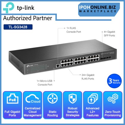 Tp-Link Omada TL-SG3428 JetStream 24-Port Gigabit L2+ Managed Switch with 4 SFP Slots