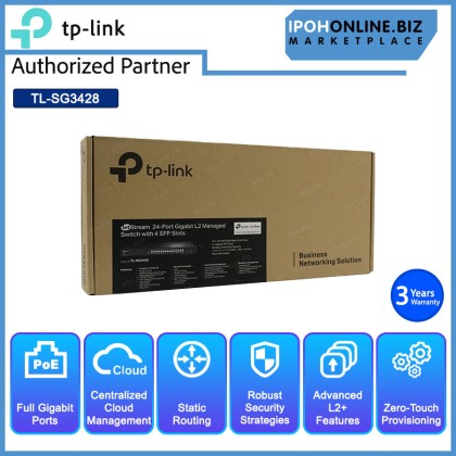 Tp-Link Omada TL-SG3428 JetStream 24-Port Gigabit L2+ Managed Switch with 4 SFP Slots