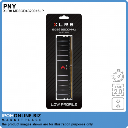 PNY XLR8 8GB DDR4 3200 Low Profile Desktop Gaming RAM - XMP 2.0