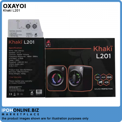OXAYOI Khaki L201 Portable USB 2.0 Stereo LED Speaker OXAYOI Khaki L201 Portable USB 2.0 Stereo LED Speaker