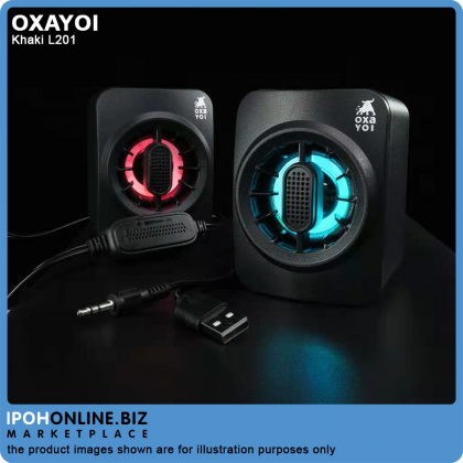 OXAYOI Khaki L201 Portable USB 2.0 Stereo LED Speaker OXAYOI Khaki L201 Portable USB 2.0 Stereo LED Speaker
