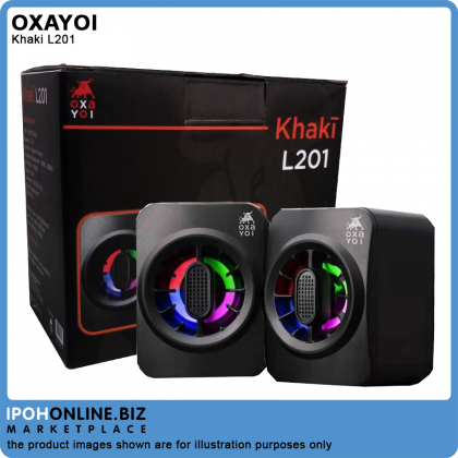 OXAYOI Khaki L201 Portable USB 2.0 Stereo LED Speaker OXAYOI Khaki L201 Portable USB 2.0 Stereo LED Speaker