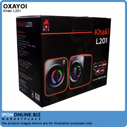 OXAYOI Khaki L201 Portable USB 2.0 Stereo LED Speaker OXAYOI Khaki L201 Portable USB 2.0 Stereo LED Speaker