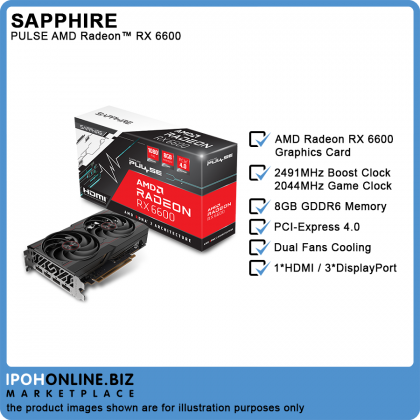 SAPPHIRE PULSE AMD RADEON RX6600 8GB GDDR6 PCI-Express 4.0 HDMI DP Gaming Graphics Card SAPPHIRE PULSE AMD RADEON RX6600 8GB GDDR6 PCI-Express 4.0 HDMI DP Gaming Graphics Card