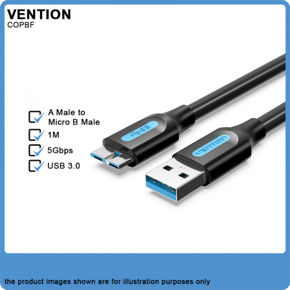 Vention USB 3.0 A Male to Micro B Male 1M 5Gbps High Speed Fast Transmission Cable