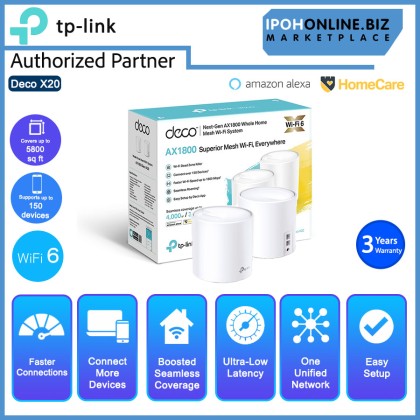 TP-Link Deco X20 2 Pack AX1800 WiFi 6 Dual Band Whole Home Mesh Wi-Fi System Router/ Access Point
