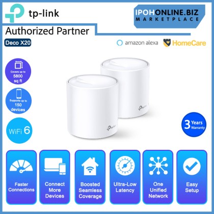 TP-Link Deco X20 2 Pack AX1800 WiFi 6 Dual Band Whole Home Mesh Wi-Fi System Router/ Access Point