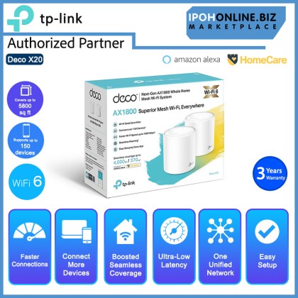 TP-Link Deco X20 2 Pack AX1800 WiFi 6 Dual Band Whole Home Mesh Wi-Fi System Router/ Access Point