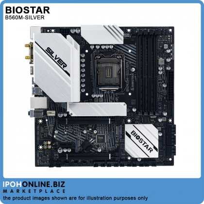 BIOSTAR B560M-SILVER Intel B560 LGA 1200 DDR4 M.2 HDMI DVI DP Micro ATX Motherboard
