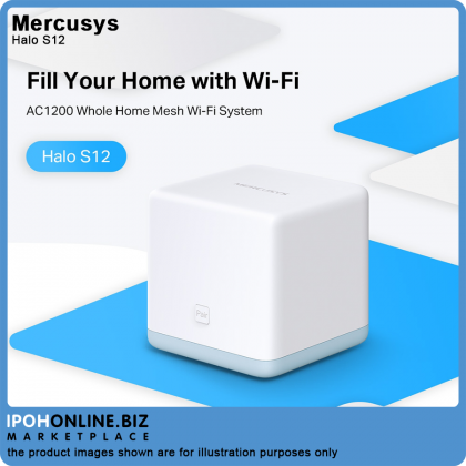 Mercusys Halo S12 AC1200 (2.4Ghz+5Ghz) Dual Band Mesh Wifi Whole Home Wireless Router/Ap Mode-2Pack