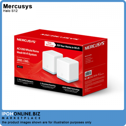 Mercusys Halo S12 AC1200 (2.4Ghz+5Ghz) Dual Band Mesh Wifi Whole Home Wireless Router/Ap Mode-2Pack