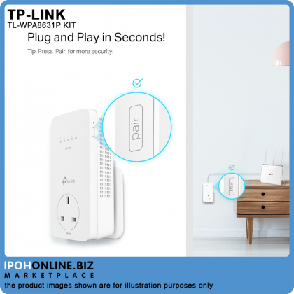 Tp-Link TL-WPA8631P KIT AV1300 Gigabit Passthrough Powerline ac Wi-Fi Kit Tp-Link TL-WPA8631P KIT AV1300 Gigabit Passthrough Powerline ac Wi-Fi Kit