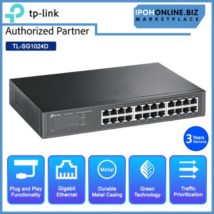TP-LINK TL-SG1024D 24 Port Gigabit Desktop Rackmount Network Switch TP-LINK TL-SG1024D 24 Port Gigabit Desktop Rackmount Network Switch
