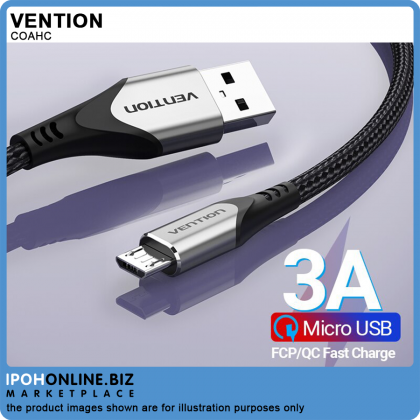 Vention USB 2.0 A Male to Micro B Male 0.25M 3A Fast Charge Data Cable Vention USB 2.0 A Male to Micro B Male 0.25M 3A Fast Charge Data Cable