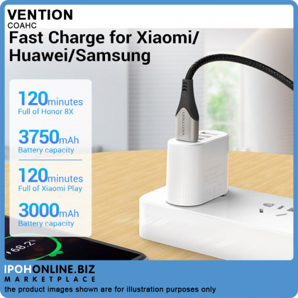 Vention USB 2.0 A Male to Micro B Male 0.25M 3A Fast Charge Data Cable Vention USB 2.0 A Male to Micro B Male 0.25M 3A Fast Charge Data Cable