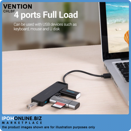 VENTION 4-Port USB 3.0 Hub With Power Supply 1M (Black)