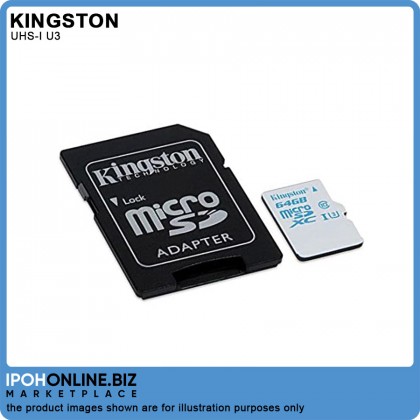 Kingston 64 GB microSD Action Camera UHS-I U3 for GoPro and Drone SDCAC with SD Adapter - SDCAC/64GB Kingston 64 GB microSD Action Camera UHS-I U3 for GoPro and Drone SDCAC with SD Adapter - SDCAC/64GB