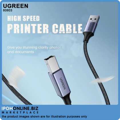 UGREEN USB A Male to USB B 2.0 Printer Cable Alu Case With Braid 2M (Black) UGREEN USB A Male to USB B 2.0 Printer Cable Alu Case With Braid 2M (Black)