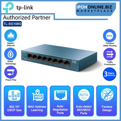 TP-LINK LiteWave LS108G 8-Port 10/100/1000Mbps Gigabit Desktop Network Switch TP-LINK LiteWave LS108G 8-Port 10/100/1000Mbps Gigabit Desktop Network Switch