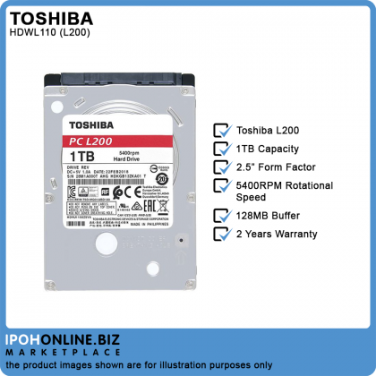 Toshiba L200 1TB 5400RPM SATA 3.0Gb/s 128MB Buffer 2.5" HDD Laptop PC Hard Drive Toshiba L200 1TB 5400RPM SATA 3.0Gb/s 128MB Buffer 2.5" HDD Laptop PC Hard Drive