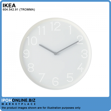 IKEA TROMMA 25cm White Wall Clock - FOC 1pc 1.5 AA Battery