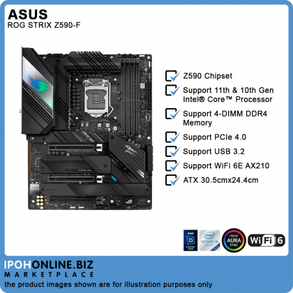 ASUS ROG STRIX Z590-F 11th & 10th Gen Intel Z590 LGA 1200 DDR4 5333 M.2 HDMI DP ATX Gaming WiFi Motherboard