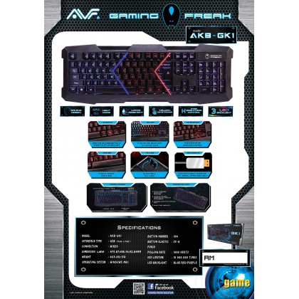 AVF Gaming Freak AKB-GK1 USB Gaming Keyboard