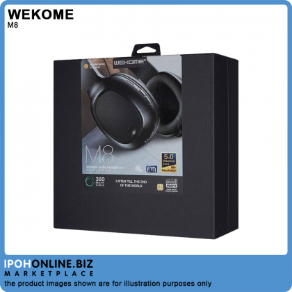 WEKOME M8 Bluetooth Headphone Wireless STEREO HIFI BASS Bluetooth Headset V5.0 Support TF Card AUX - Black