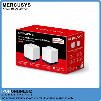 Mercusys Halo H50G AC1900 Gigabit Mesh Dual Band WiFi Router System - 2 Pack Mercusys Halo H50G AC1900 Gigabit Mesh Dual Band WiFi Router System - 2 Pack