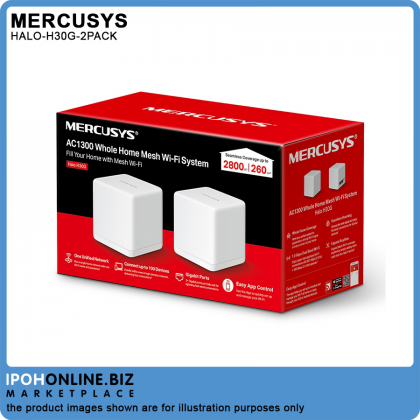 Mercusys Halo H30G AC1300 Gigabit Mesh Dual Band WiFi Router System - 2 Pack Mercusys Halo H30G AC1300 Gigabit Mesh Dual Band WiFi Router System - 2 Pack