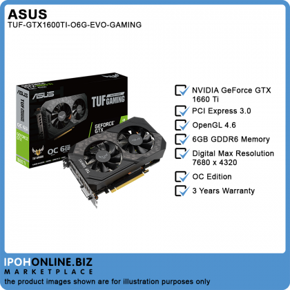 ASUS TUF NVIDIA GeForce GTX 1660 Ti OC Edition 6GB GDDR6 HDMI DVI DP Gaming Graphic Card ASUS TUF NVIDIA GeForce GTX 1660 Ti OC Edition 6GB GDDR6 HDMI DVI DP Gaming Graphic Card