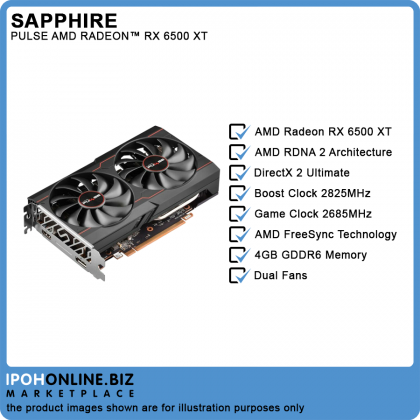 SAPPHIRE PULSE AMD Radeon RX6500 XT GAMING OC 4GB GDDR6 PCI-Express 4.0 HDMI DP Graphics Card