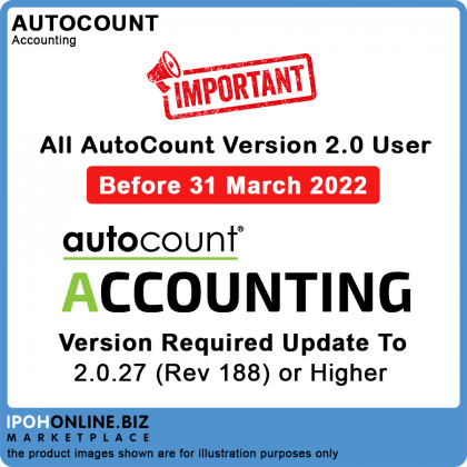 AutoCount Important Update Before 31 March 2022 For All AutoCount Version 2.0 Licensed User - FOC 16GB Pendrive AutoCount Important Update Before 31 March 2022 For All AutoCount Version 2.0 Licensed User - FOC 16GB Pendrive