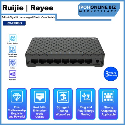 Ruijie Reyee RG-ES08G 8-Port Gigabit Unmanaged Plastic Case Switch Ruijie Reyee RG-ES08G 8-Port Gigabit Unmanaged Plastic Case Switch