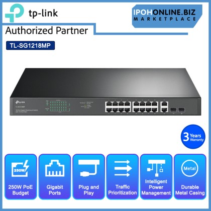 TP-Link TL-SG1218MP 18-Port Gigabit Rackmount Switch With 16-Port PoE+ TP-Link TL-SG1218MP 18-Port Gigabit Rackmount Switch With 16-Port PoE+