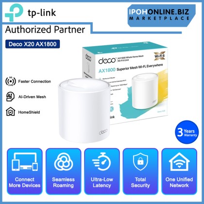 TP-Link Deco X20 1-Pack WiFi 6 AX1800 Gigabit Whole Home Mesh WiFi Wireless Router TP-Link Deco X20 1-Pack WiFi 6 AX1800 Gigabit Whole Home Mesh WiFi Wireless Router