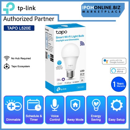 TP-Link Tapo L520E Smart WiFi E27 Daylight & Dimmable Light LED Bulb TP-Link Tapo L520E Smart WiFi E27 Daylight & Dimmable Light LED Bulb