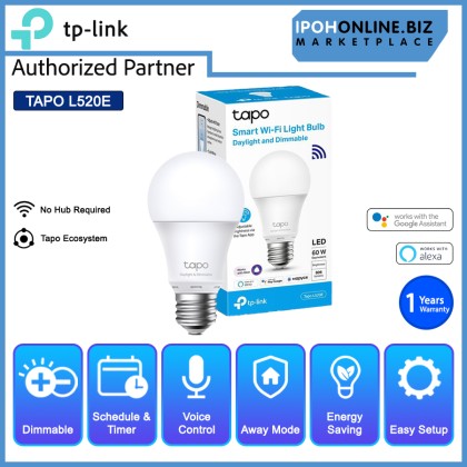 TP-Link Tapo L520E Smart WiFi E27 Daylight & Dimmable Light LED Bulb TP-Link Tapo L520E Smart WiFi E27 Daylight & Dimmable Light LED Bulb