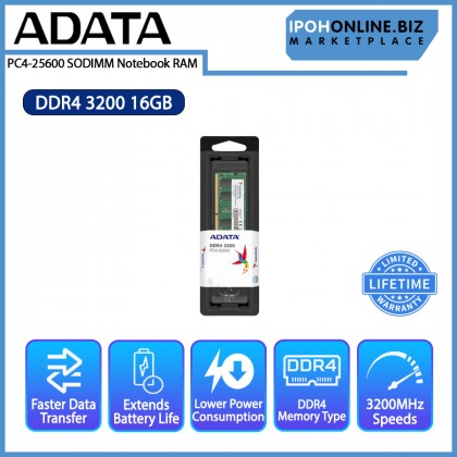 ADATA 16GB DDR4 3200 PC4 25600 SODIMM Notebook RAM ADATA 16GB DDR4 3200 PC4 25600 SODIMM Notebook RAM