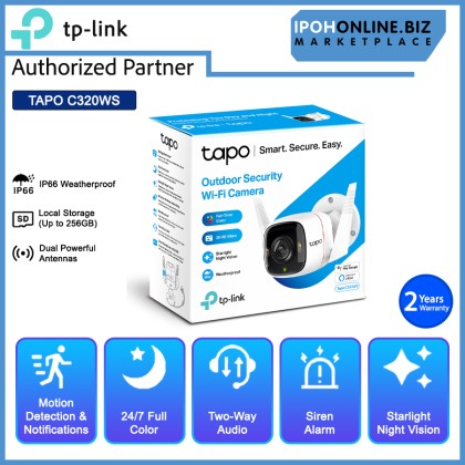 TP-Link Tapo C320WS 4MP Outdoor Security Wi-Fi IP CCTV Camera - Full Time Color Starlight & 2K HD Video