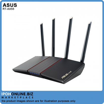 ASUS RT-AX55 AX1800 Dual Band Smart WiFi 6 (802.11ax) Router with Ai Mesh WiFi system & Trend Micro - 800Mbps ASUS RT-AX55 AX1800 Dual Band Smart WiFi 6 (802.11ax) Router with Ai Mesh WiFi system & Trend Micro - 800Mbps