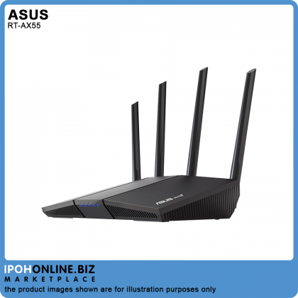 ASUS RT-AX55 AX1800 Dual Band Smart WiFi 6 (802.11ax) Router with Ai Mesh WiFi system & Trend Micro - 800Mbps ASUS RT-AX55 AX1800 Dual Band Smart WiFi 6 (802.11ax) Router with Ai Mesh WiFi system & Trend Micro - 800Mbps