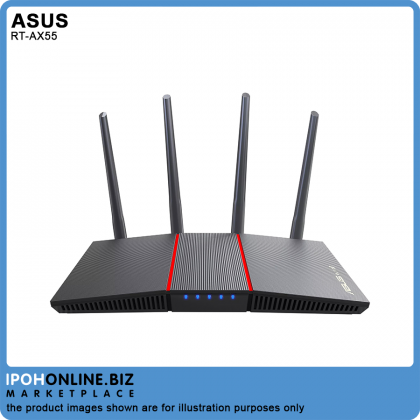 ASUS RT-AX55 AX1800 Dual Band Smart WiFi 6 (802.11ax) Router with Ai Mesh WiFi system & Trend Micro - 800Mbps ASUS RT-AX55 AX1800 Dual Band Smart WiFi 6 (802.11ax) Router with Ai Mesh WiFi system & Trend Micro - 800Mbps