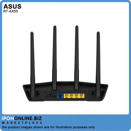 ASUS RT-AX55 AX1800 Dual Band Smart WiFi 6 (802.11ax) Router with Ai Mesh WiFi system & Trend Micro - 800Mbps ASUS RT-AX55 AX1800 Dual Band Smart WiFi 6 (802.11ax) Router with Ai Mesh WiFi system & Trend Micro - 800Mbps