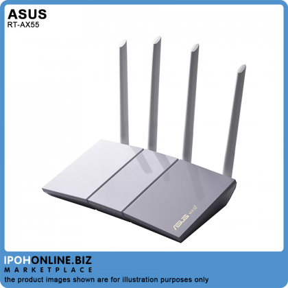 ASUS RT-AX55 AX1800 Dual Band Smart WiFi 6 (802.11ax) Router with Ai Mesh WiFi system & Trend Micro - 800Mbps ASUS RT-AX55 AX1800 Dual Band Smart WiFi 6 (802.11ax) Router with Ai Mesh WiFi system & Trend Micro - 800Mbps