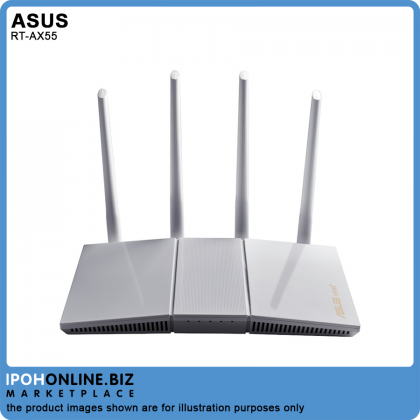 ASUS RT-AX55 AX1800 Dual Band Smart WiFi 6 (802.11ax) Router with Ai Mesh WiFi system & Trend Micro - 800Mbps ASUS RT-AX55 AX1800 Dual Band Smart WiFi 6 (802.11ax) Router with Ai Mesh WiFi system & Trend Micro - 800Mbps