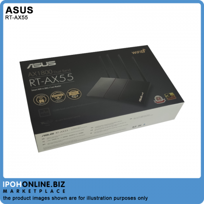ASUS RT-AX55 AX1800 Dual Band Smart WiFi 6 (802.11ax) Router with Ai Mesh WiFi system & Trend Micro - 800Mbps ASUS RT-AX55 AX1800 Dual Band Smart WiFi 6 (802.11ax) Router with Ai Mesh WiFi system & Trend Micro - 800Mbps