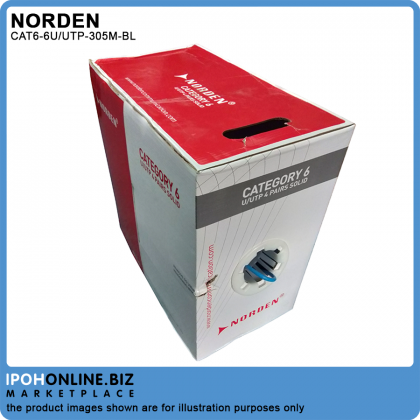 Norden Cat6 U/UTP 4 Pair 23AWG Cable PVC (Blue) - 305M Norden Cat6 U/UTP 4 Pair 23AWG Cable PVC (Blue) - 305M
